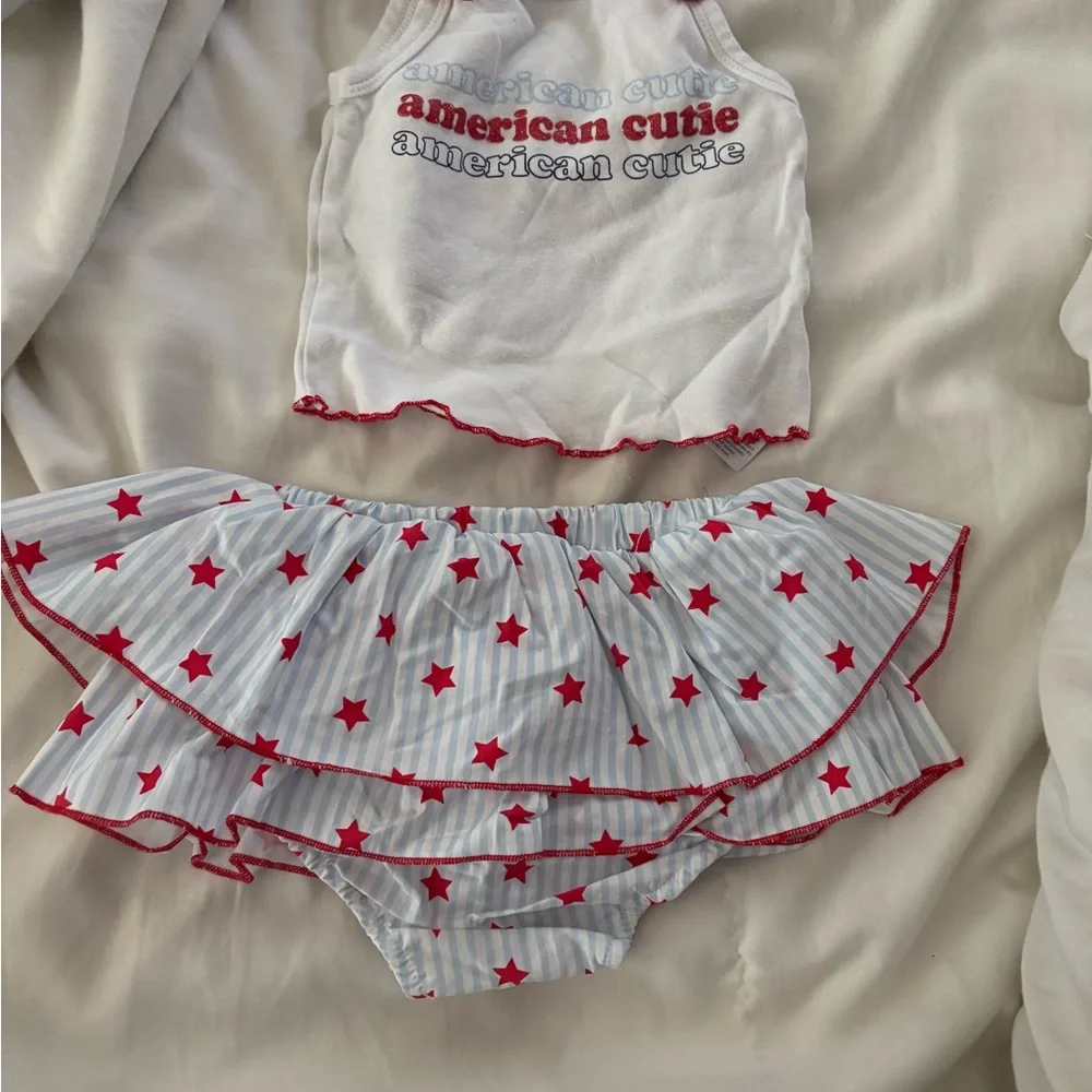 Baby Starters American Cutie Diaper Cover Set - Red and White